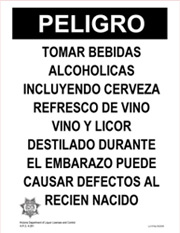 Liquor Law pregnancy sign spanish