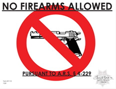 No Firearms Allowed sign (English)