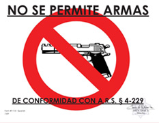 No Se Permite Armas sign (Spanish)